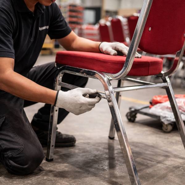 Quality control kursi Futura SewaSatu memastikan rangka stabil untuk event institusi di Bekasi